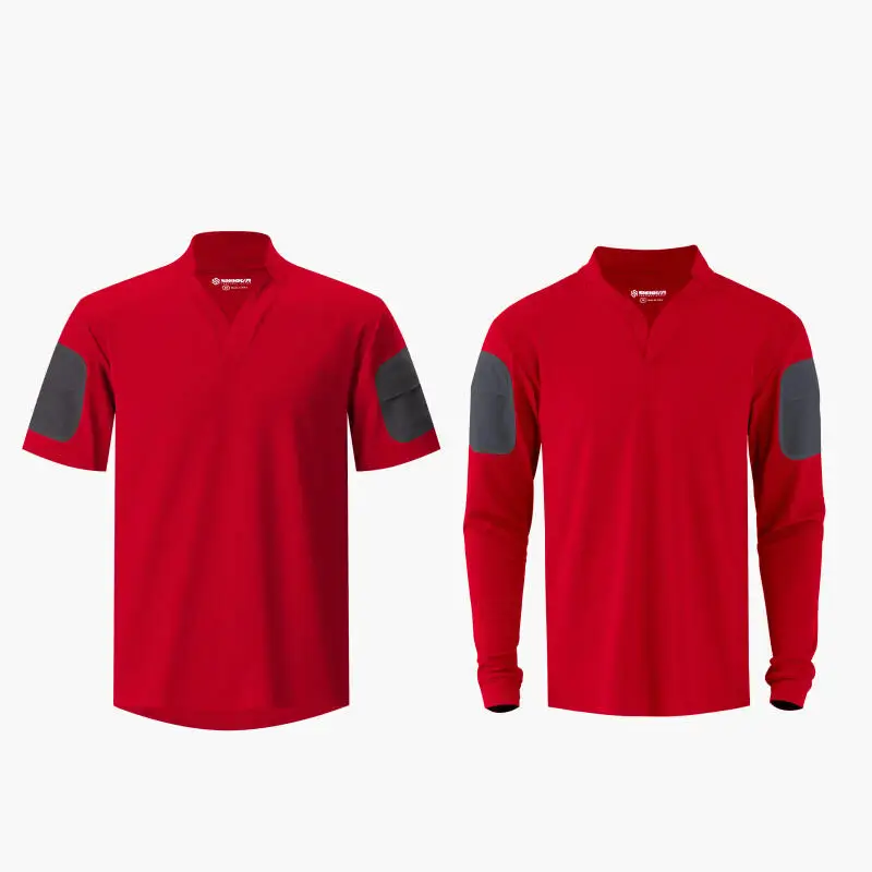 Camiseta táctica rugby secado rápido rojo manga ajustable elástica - imagen 3