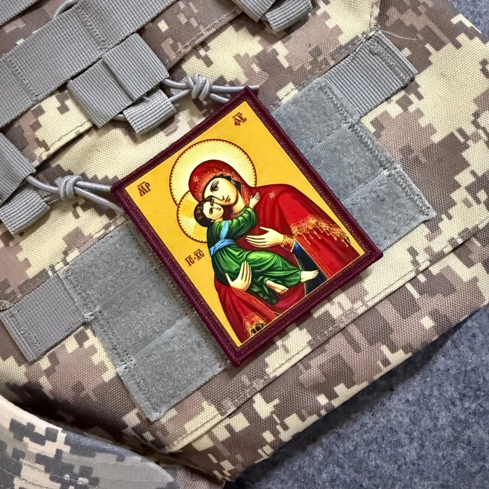 Parche táctico Virgen María y Niño Jesús, cierre gancho-bucle - imagen 5