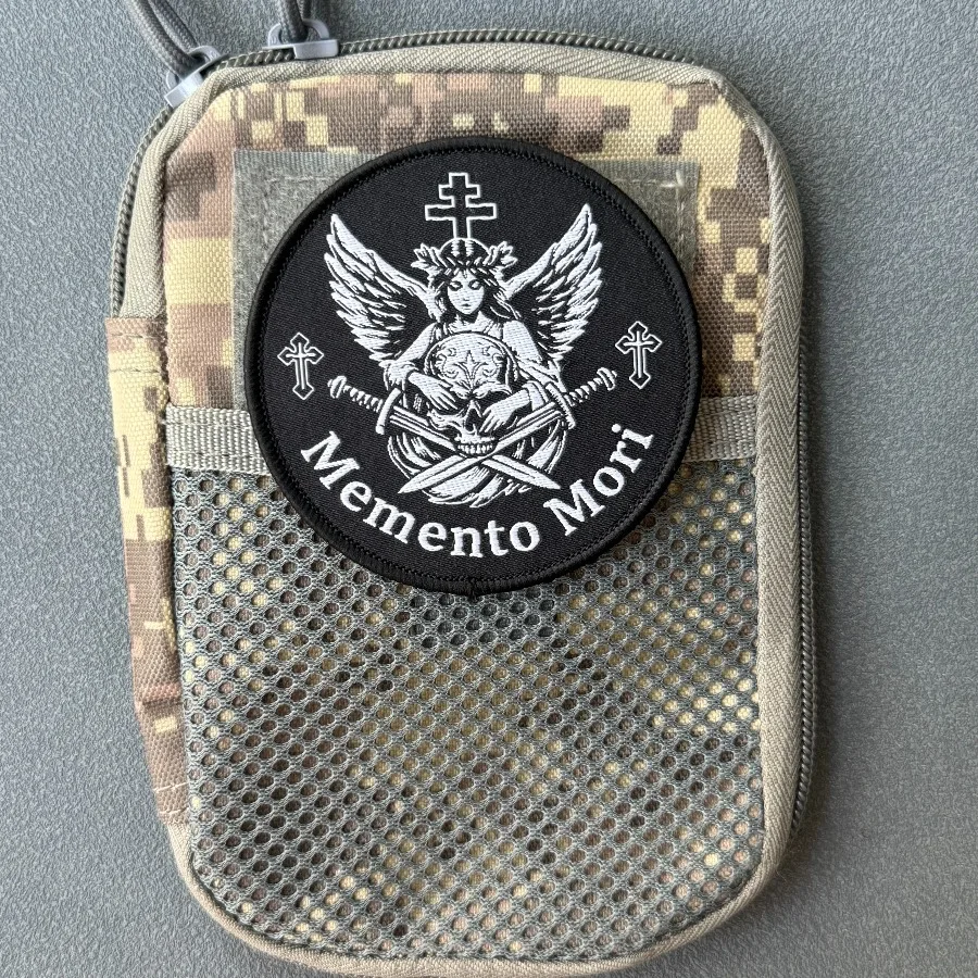 Parche táctico calavera ángel espada cruzada velcro Memento Mori - imagen 4