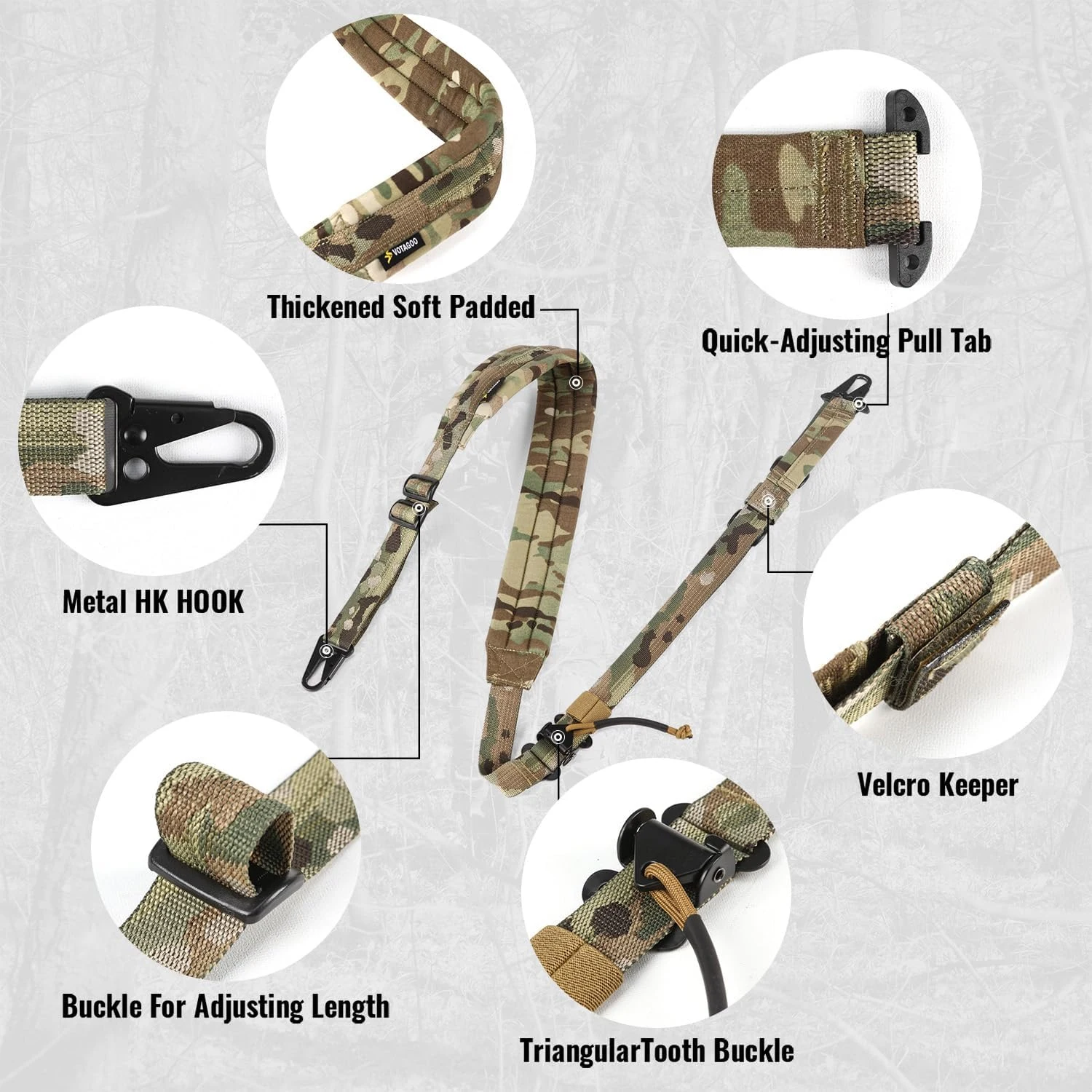 Correa táctica QD con gancho HK y ajuste rápido para rifle - imagen 4