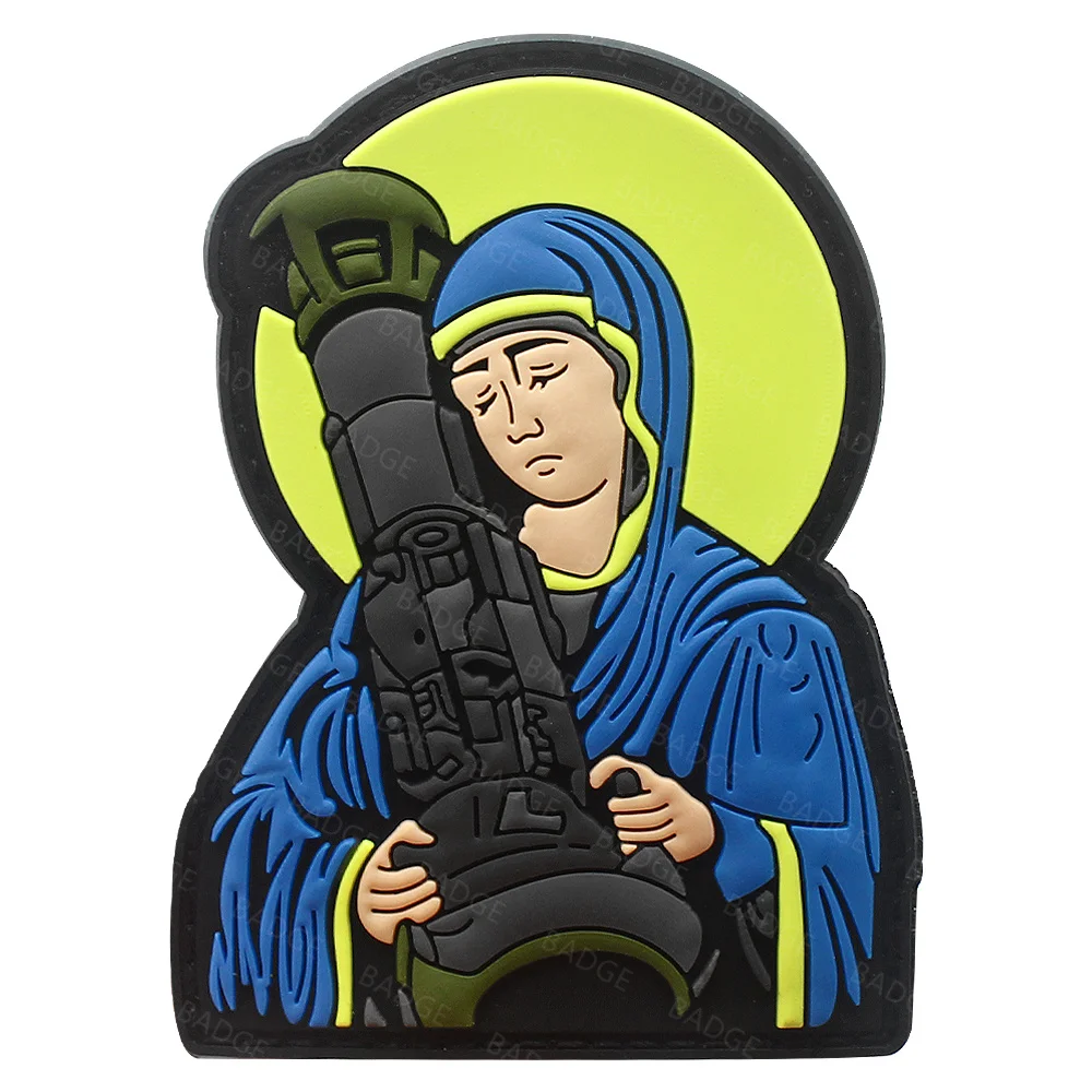 Parche bordado Virgen María – Insignia religiosa para equipamiento - imagen 5