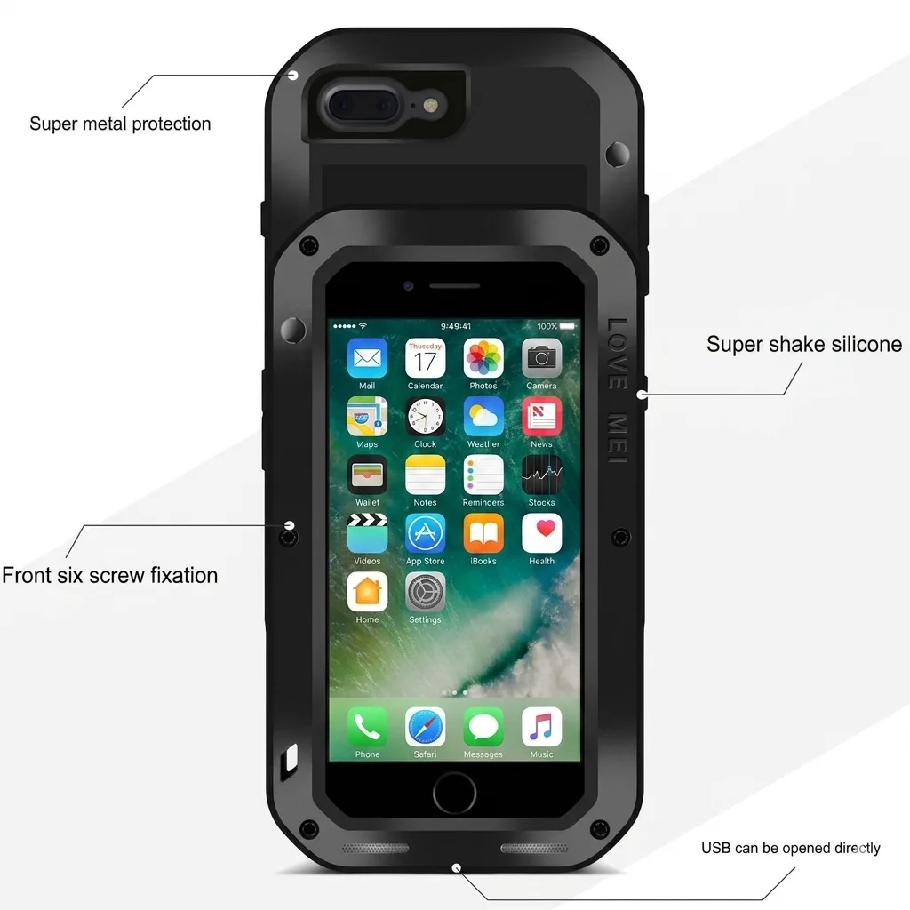 Funda táctica militar iPhone carcasa metálica antichoque con tornillos - imagen 2