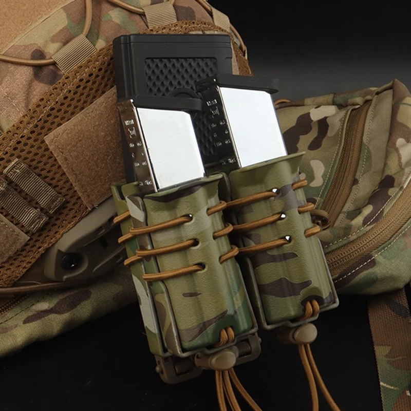 Portacargadores táctico MOLLE con dos bolsillos para 5.56mm y dos para pistola