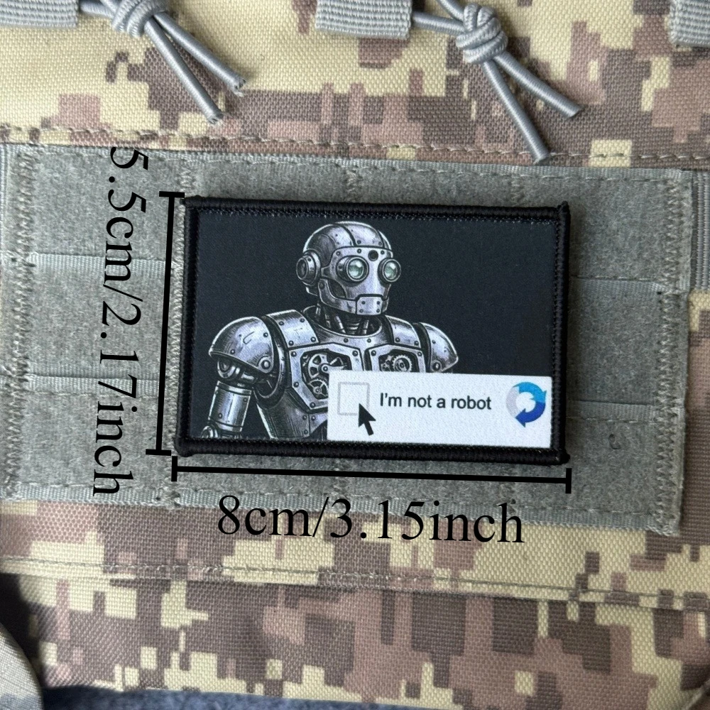Parche táctico velcro retro No Soy un Robot meme, gancho y bucle - imagen 4