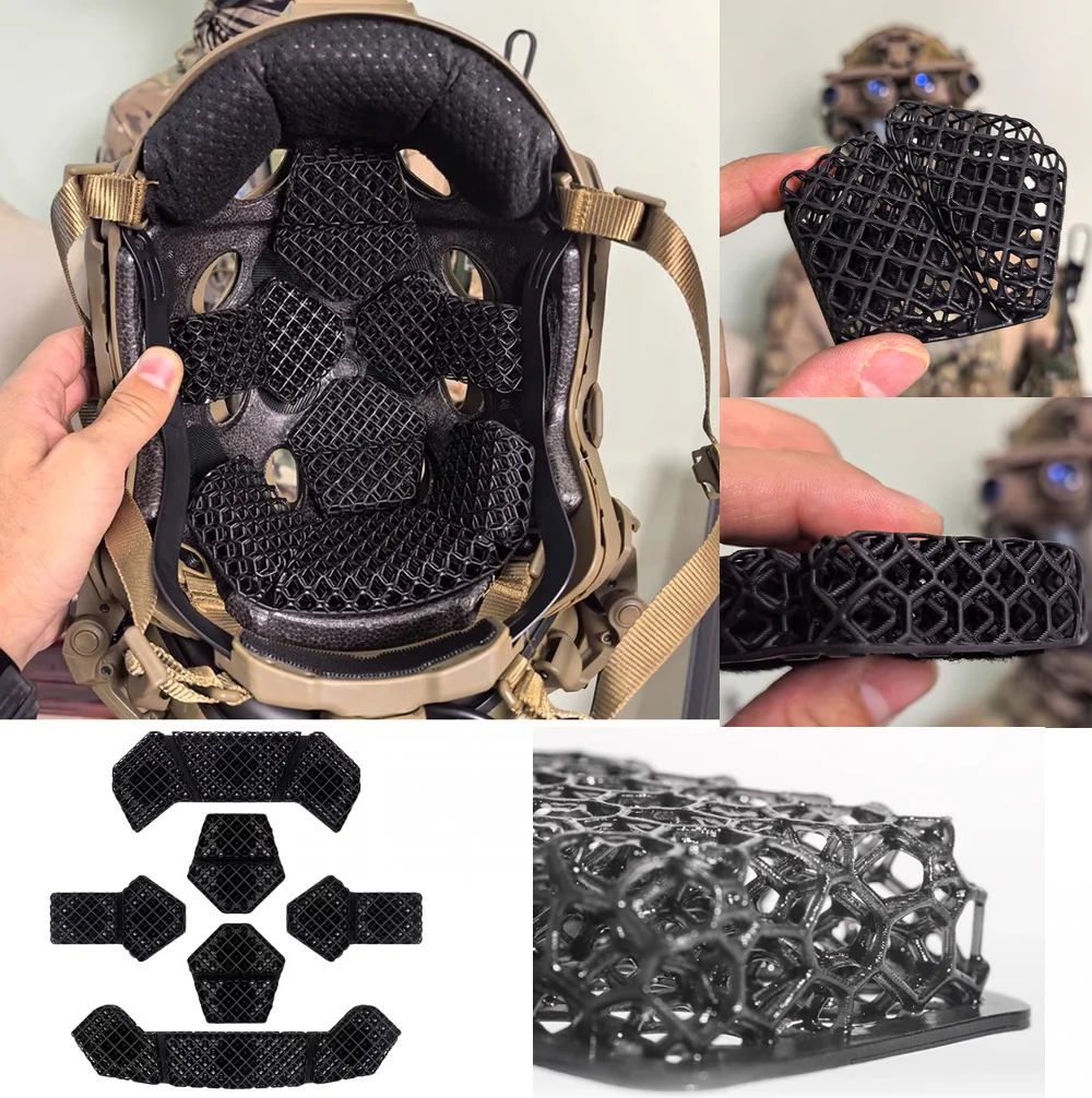 Forro de casco panal polímero impresión 3D amortiguación transpirable - imagen 3