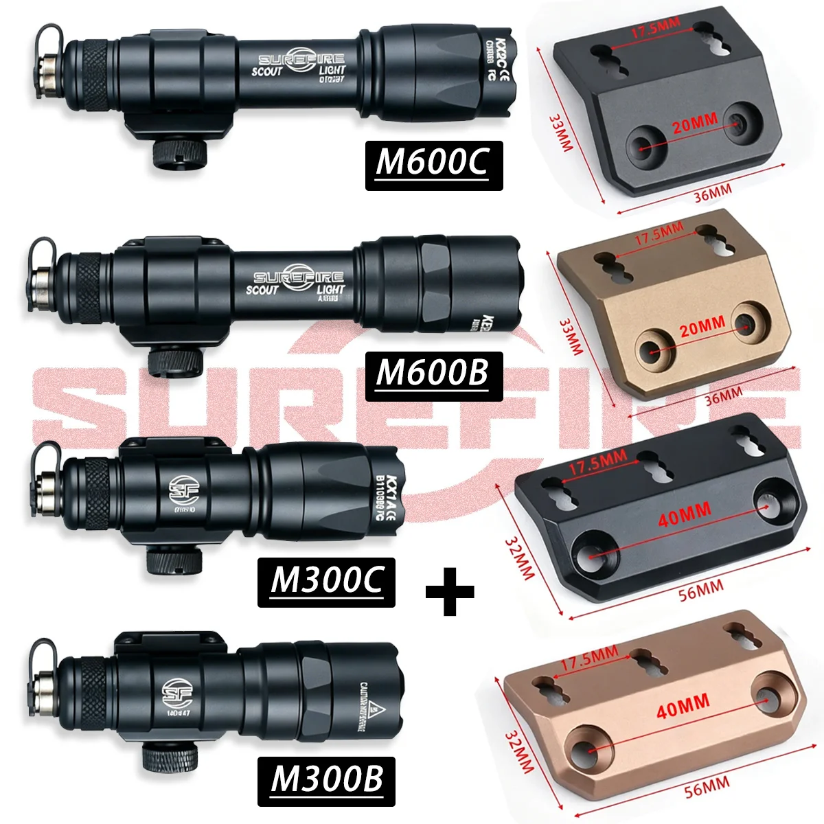SureFire Soporte táctico de linterna aluminio offset Keymod/MLOK - imagen 2