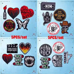 Parches termoadhesivos de calaveras punk rock y corazones para ropa