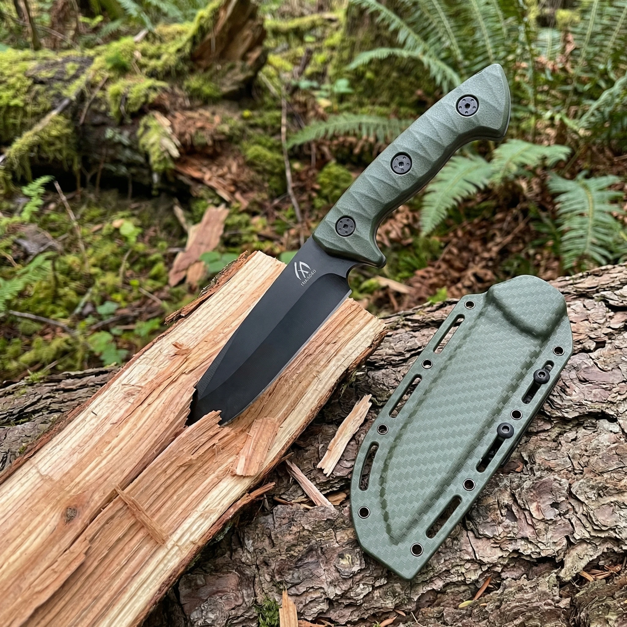 Cuchillo fijo táctico al aire con funda para senderismo y camping