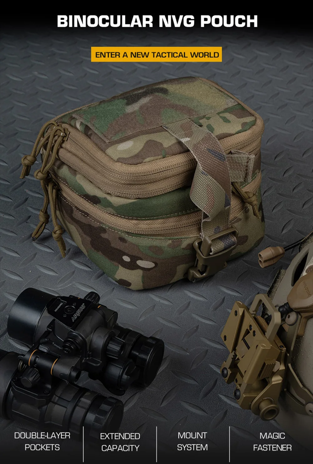 Bolsa táctica acolchada para guardar binoculares NVG