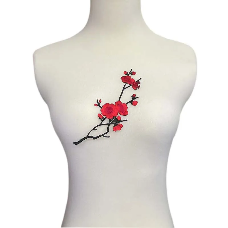 Parche termoadhesivo bordado flor de ciruelo - Aplique para ropa - imagen 2