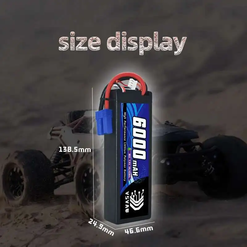 VSVAW Batería LiPo 2S 7,6V 65C EC5 Coche RC 1/10 - imagen 5