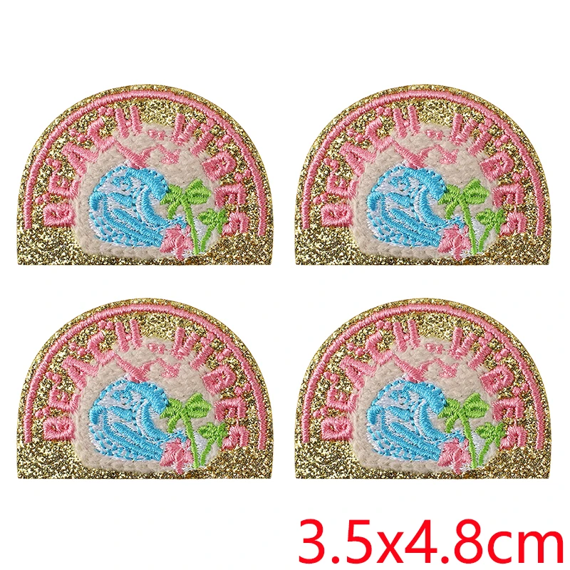 Parches bordados termoadhesivos de playa: chica surfista y conchas - imagen 4