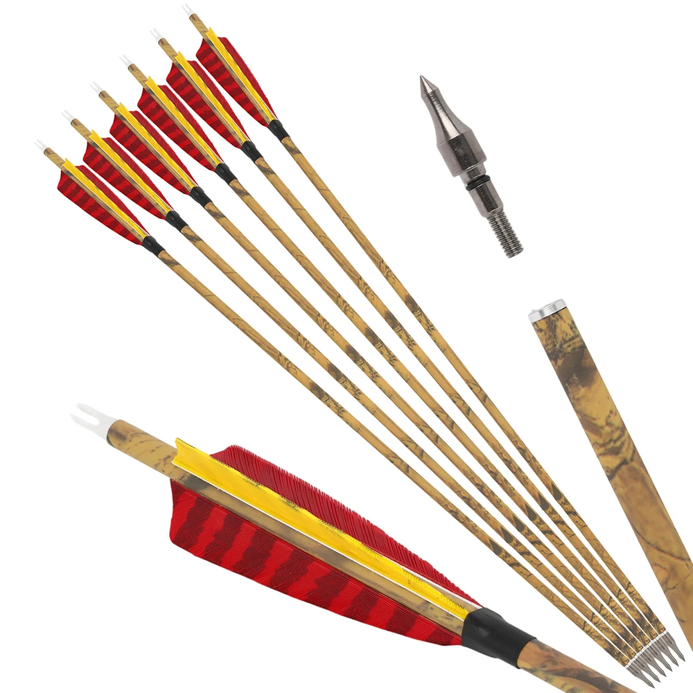 Flechas de carbono con plumas naturales y puntas removibles - imagen 4