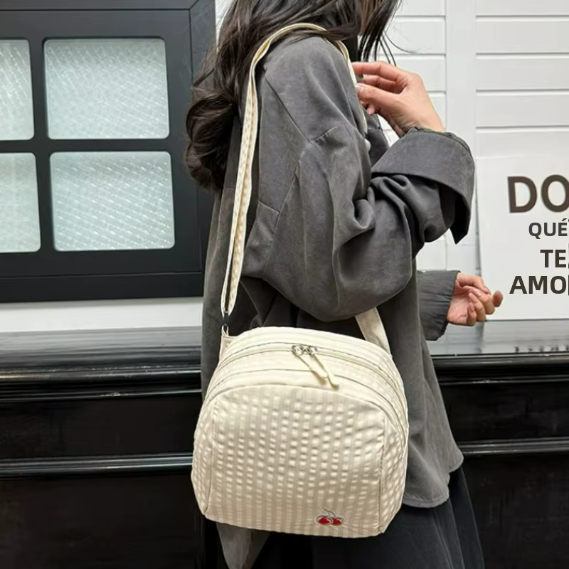 Bandolera bordada a cuadros estilo coreano para mujer moderna - imagen 2