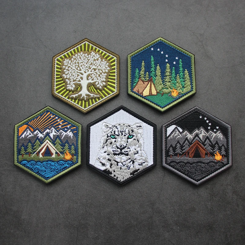 Patch CAMPSITE Outdoor bordada leopardo nieves MOLLE - imagen 4