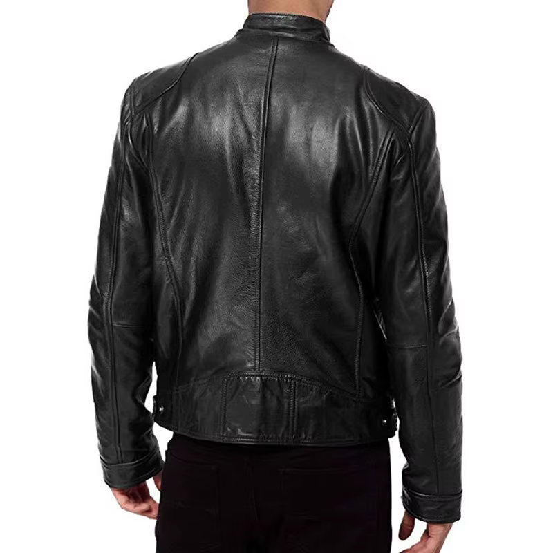Chaqueta cuero motociclista hombre – Polipiel con solapa ajustada - imagen 4