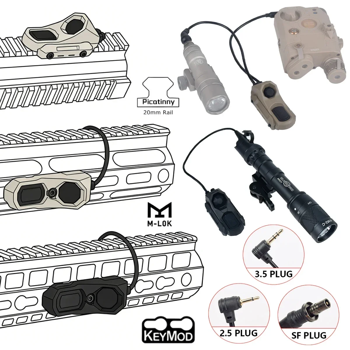 Interruptor táctico UNITY AXON en rail Picatinny y configuración táctica