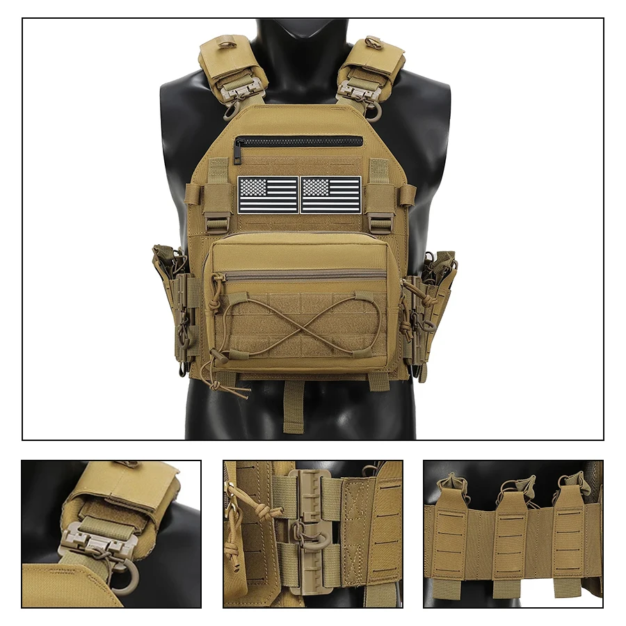 Chaleco táctico liberación rápida MOLLE con velcro y cintura elástica - imagen 3