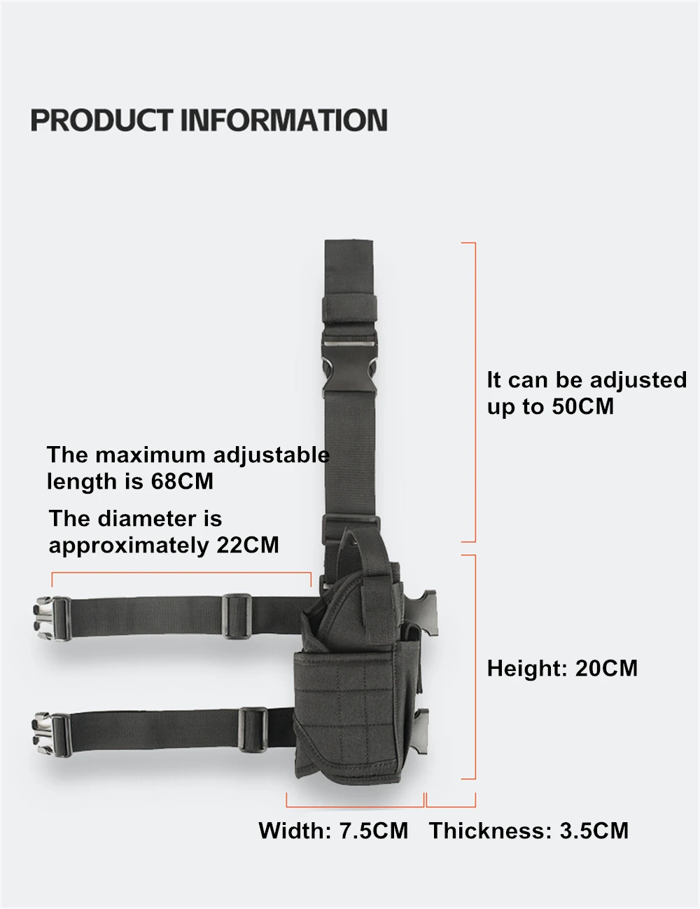 Funda táctica ajustable de pierna GLOCK 17 y revólver airsoft - imagen 4