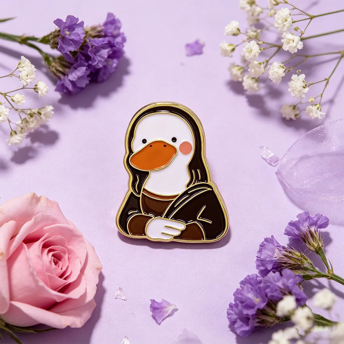 Pin de esmalte pato divertido en metal – broche para mochila - imagen 4
