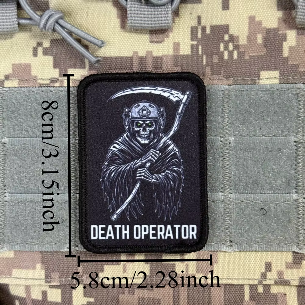 Insignia táctica Grim Reaper con casco impreso y velcro para MOLLE - imagen 4