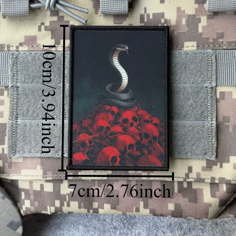 Parche táctico Cobra esqueleto rojo horror con gancho y bucle