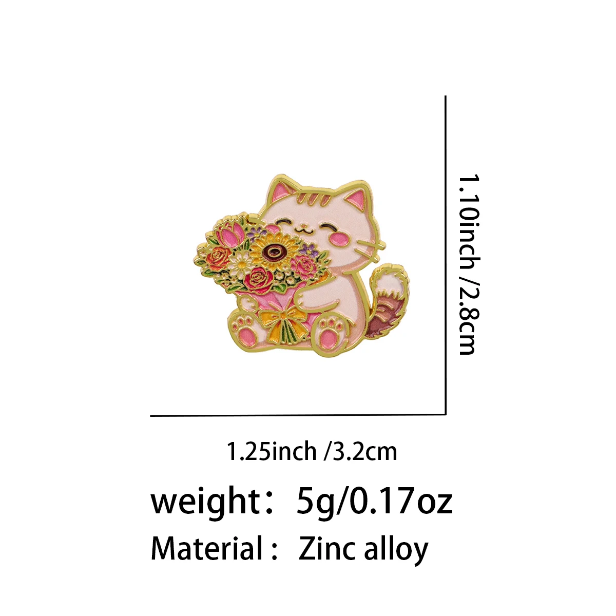 Conjunto de broches de esmalte con diseños de gato y flor