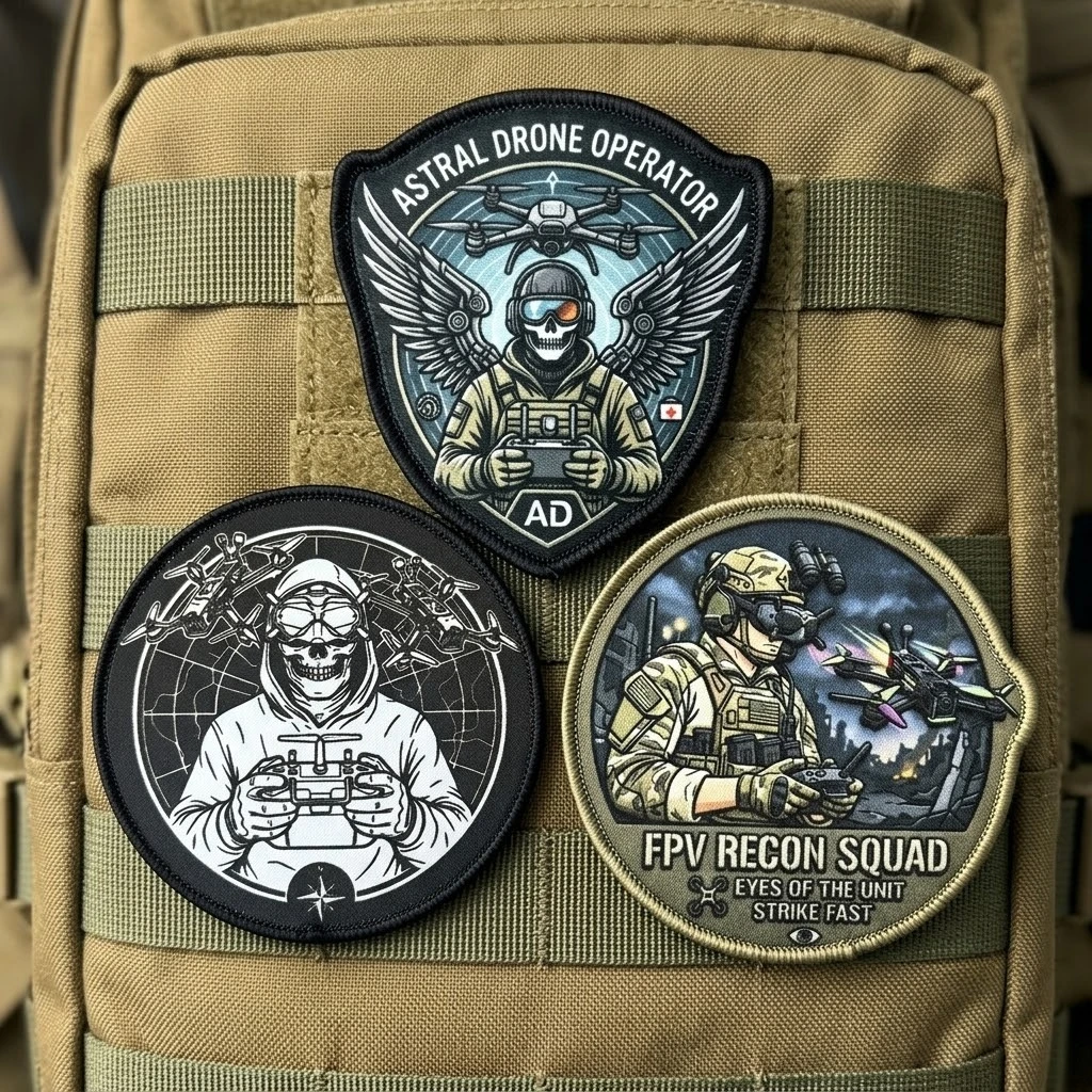 Parche táctico bordado Recon Wing calavera – con velcro para mochila - imagen 5