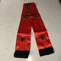 Bufanda de Albania satén doble cara estampada con borlas
