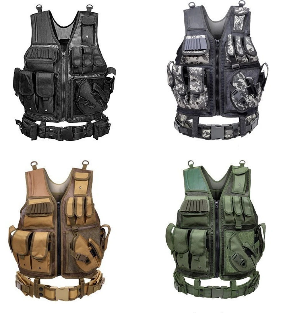 Chaleco táctico MOLLE ajustable para airsoft, outdoor y entrenamiento