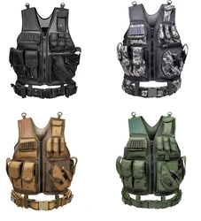 Chaleco táctico MOLLE ajustable para airsoft, outdoor y entrenamiento