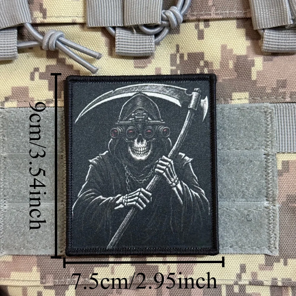 Parche táctico calavera Reaper MOLLE con gancho y bucle - imagen 2