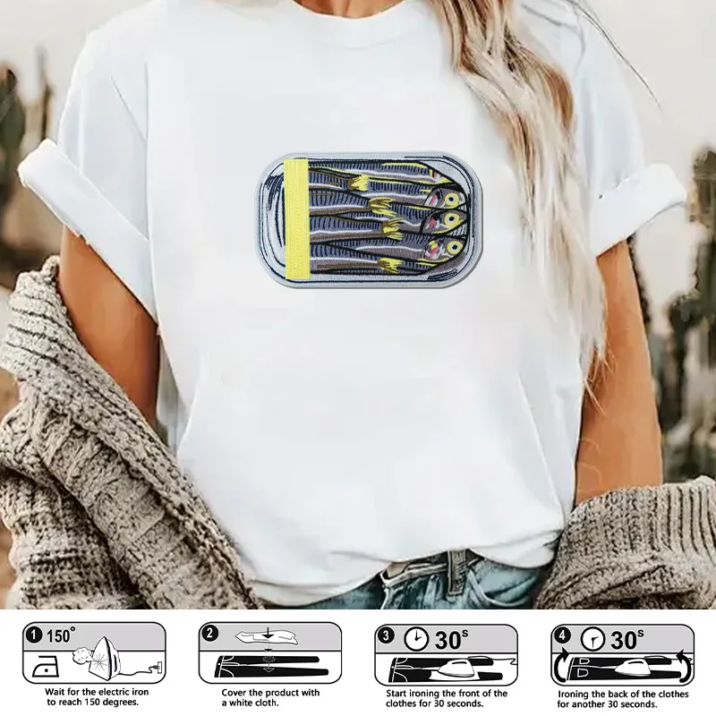 Parche bordado sardina cartoon termoadhesivo para gorra trucker - imagen 2