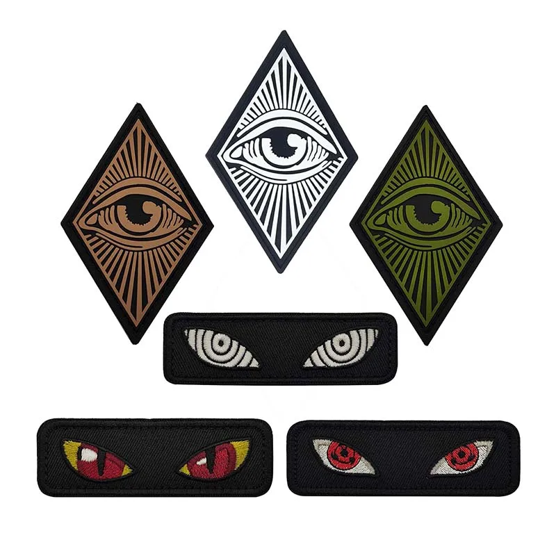 Parche táctico PVC ojos de gato luminiscente negro – bordado - imagen 2
