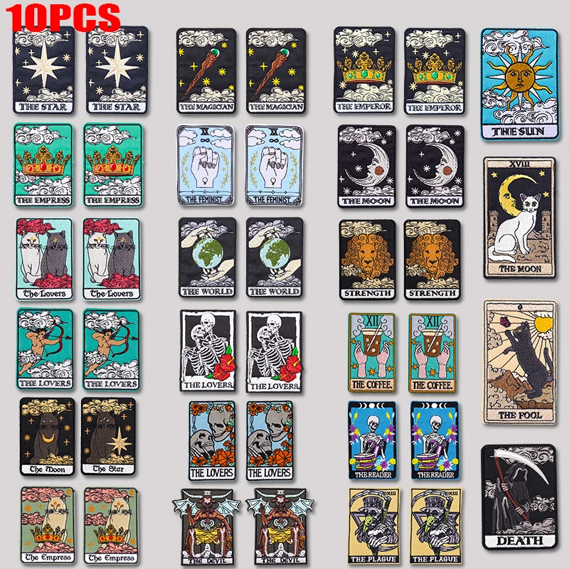 Parches bordados termoadhesivos tarot punk, animales y calaveras - imagen 2