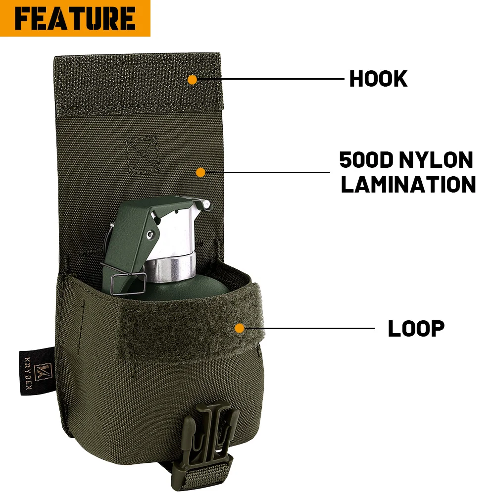 KRYDEX Bolsa táctica MOLLE Frag Grenad para EDC y cinturón - imagen 2