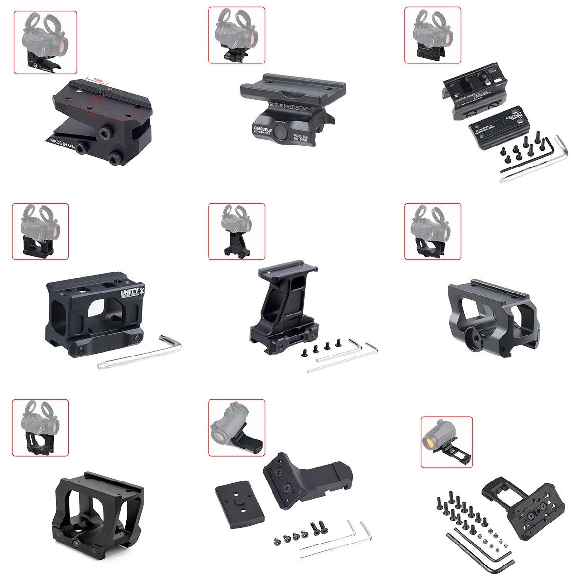 Soporte táctico UNITY para mira roja Aimpoint en riel Picatinny - imagen 2