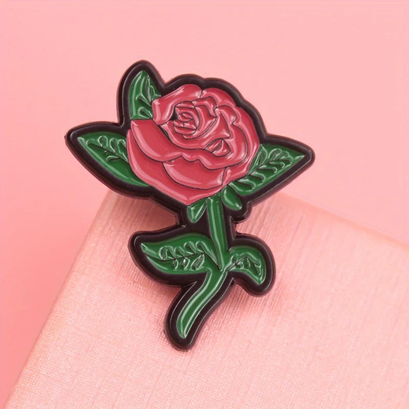 Pin de esmalte flor Crimson Bloom hiperrealista con detalles botánicos - imagen 3