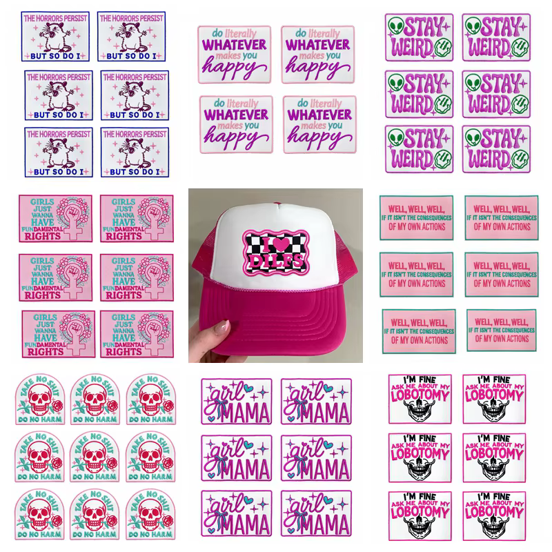 Parche bordado letters inglés para gorra – pack 10 para coser o planchar
