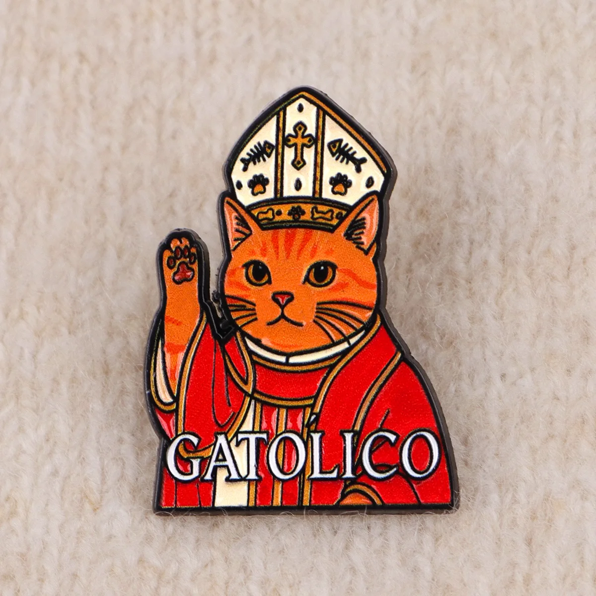 Pin esmaltado de gato naranja para solapa y bolsos, metal - imagen 5