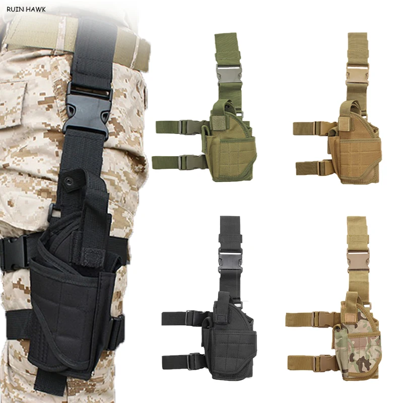 Funda táctica universal pistola de muslo derecha con MOLLE para equipar en pierna - imagen 3