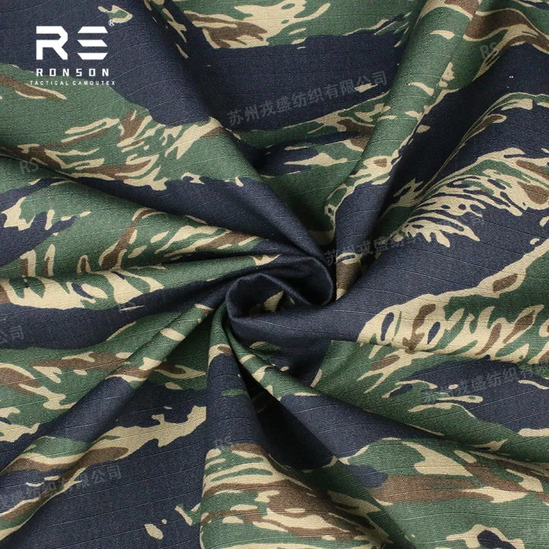 Tela NYCO ripstop camuflaje azul rayas tigre para uniformes tácticos - imagen 4