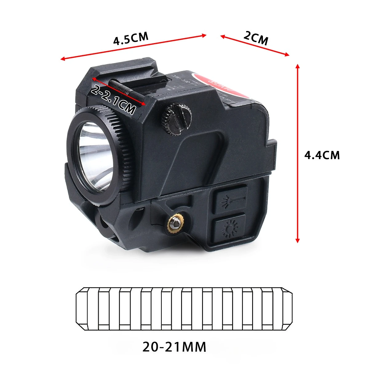 Linterna táctica LED con puntero láser para montaje en pistola - imagen 5