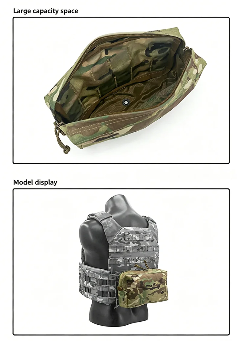 Bolsa táctica MOLLE cremallera horizontal para pecho o chaleco - imagen 5
