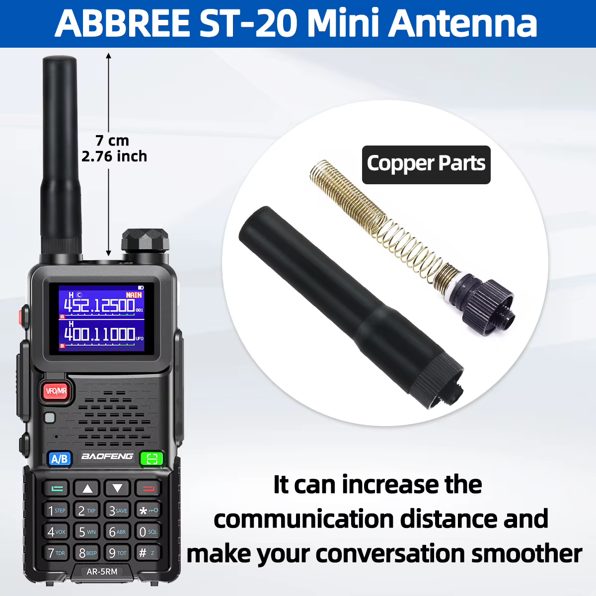 ABBREE SF-20 antena de alta ganancia SMA hembra para walkie talkie - imagen 3