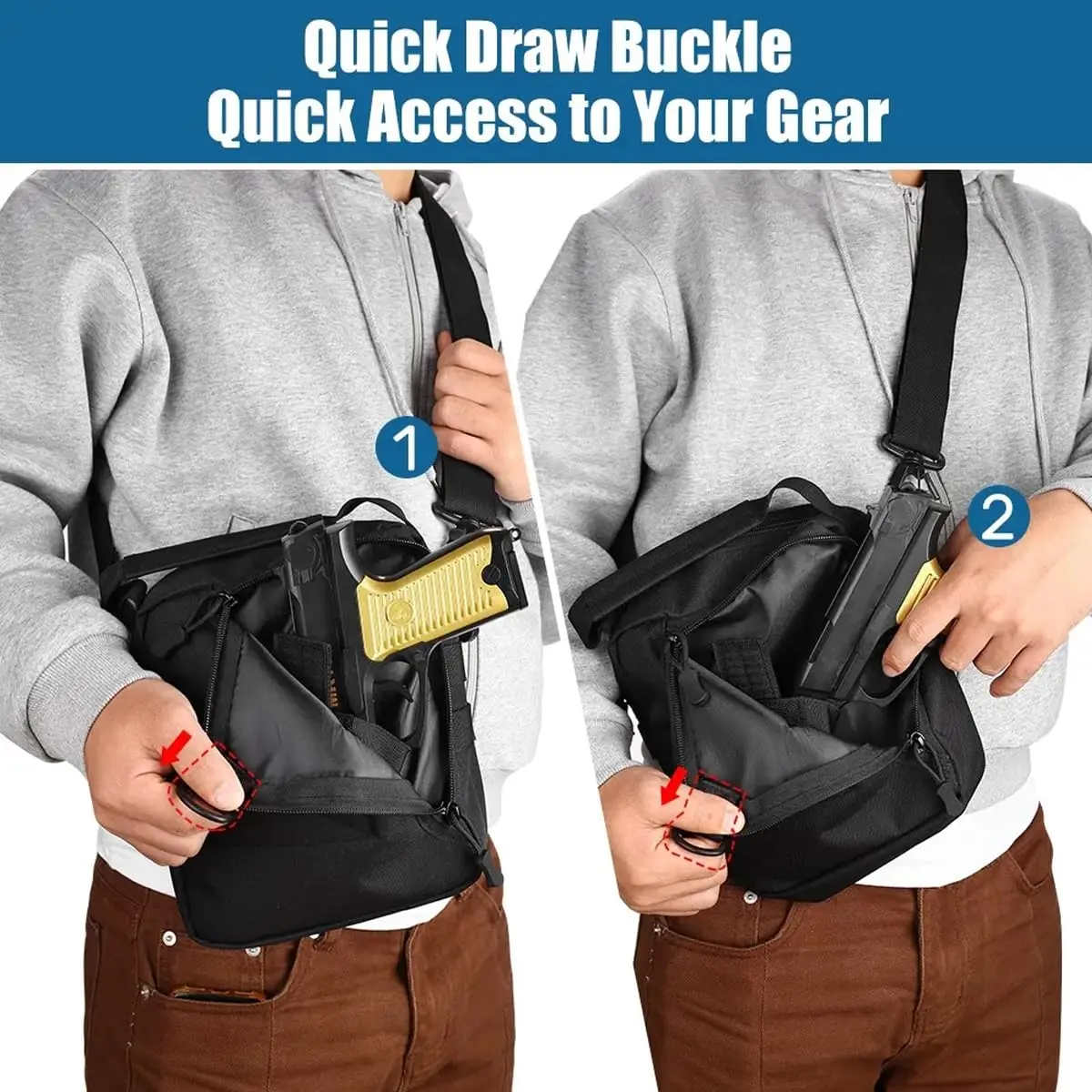 Bolso táctico bandolera compacto para pistola y caza - imagen 2