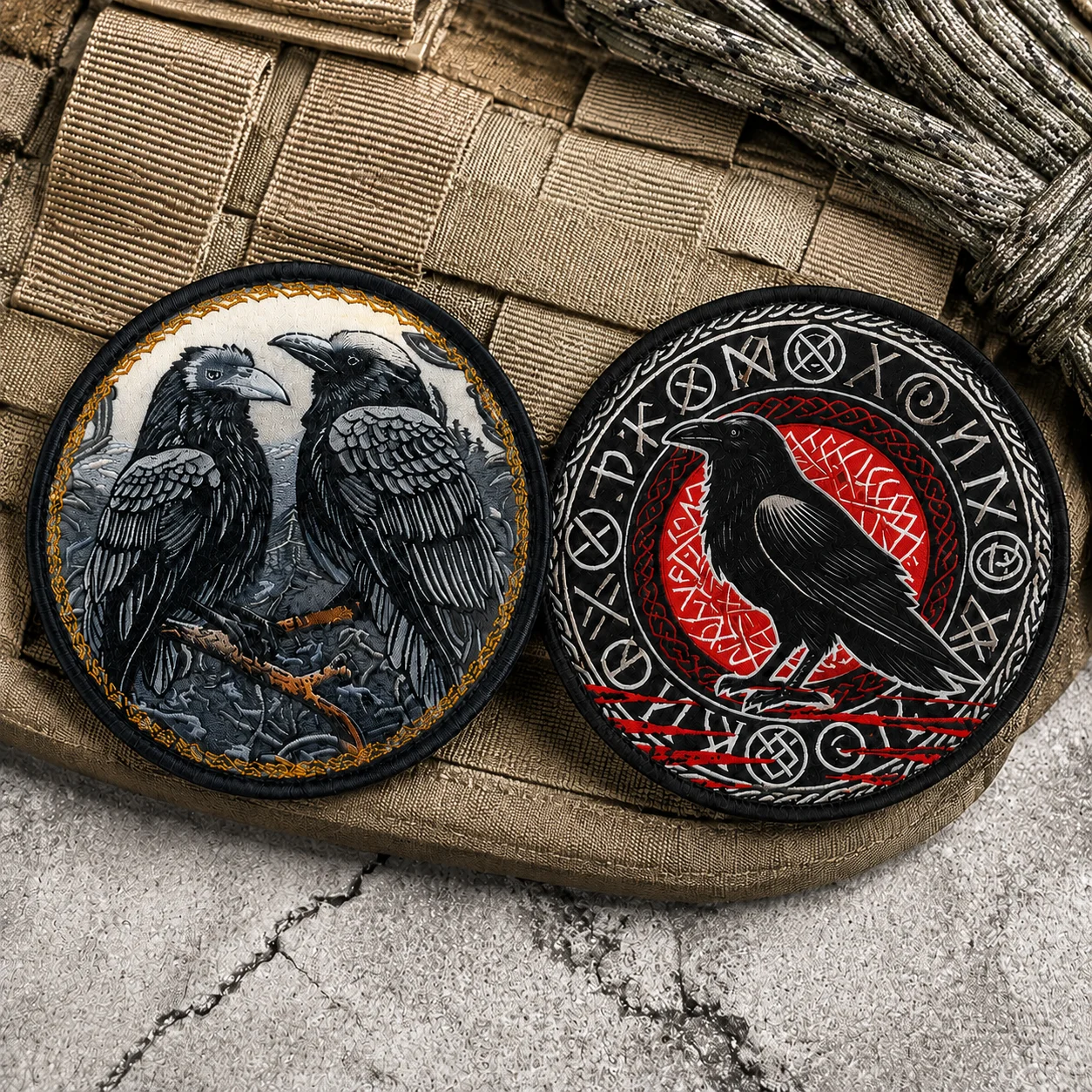 Parche táctico Cuervo Vikingo con runas nórdicas de velcro - imagen 5
