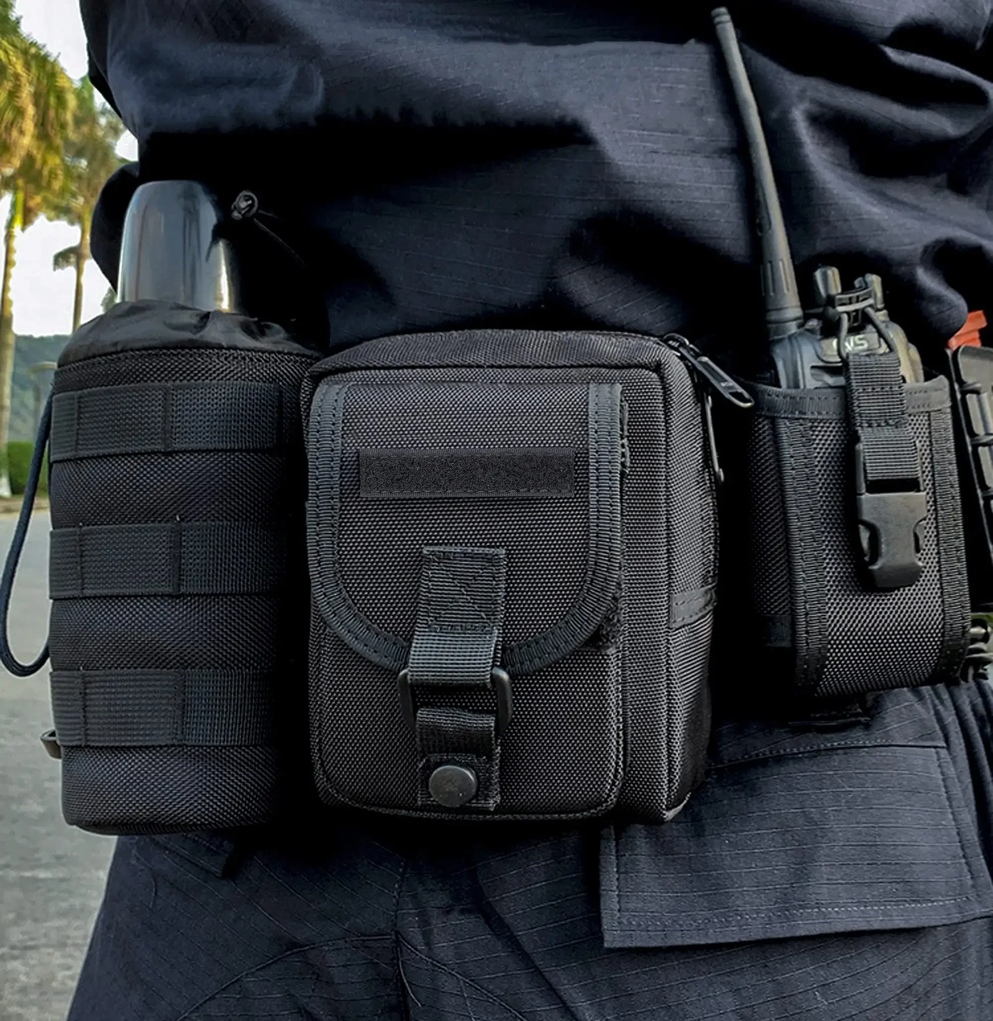 Funda táctica walkie talkie de nailon resistente para cinturón MOLLE - imagen 4