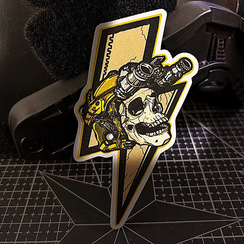 Parche táctico velcro calavera relámpago bordado – Insignia militar - imagen 3