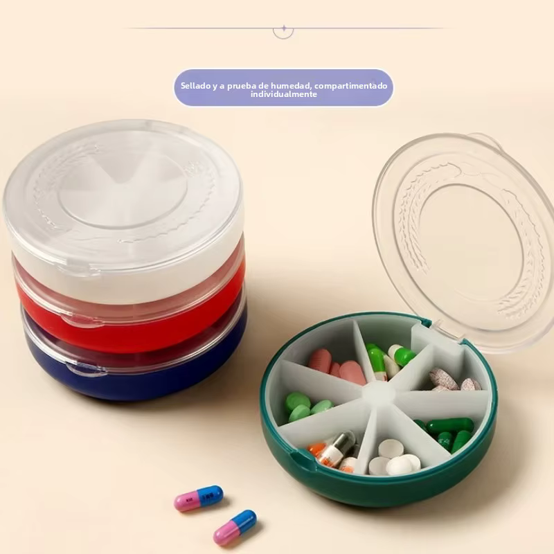 Pastillero transparente para viaje con compartimentos giratorios - imagen 3